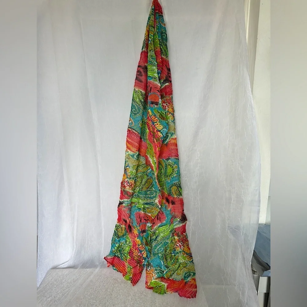 3/$20 💥 Colorful Lightweight Scarf Wrap Shawl Abstract Paisley Micro‎ Pleated